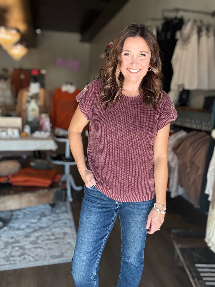 Washed Knit Sweater Top
