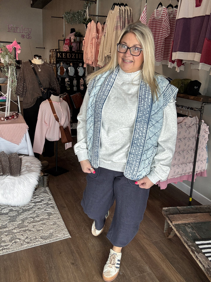 Navy Barrel Fit Sweatpants