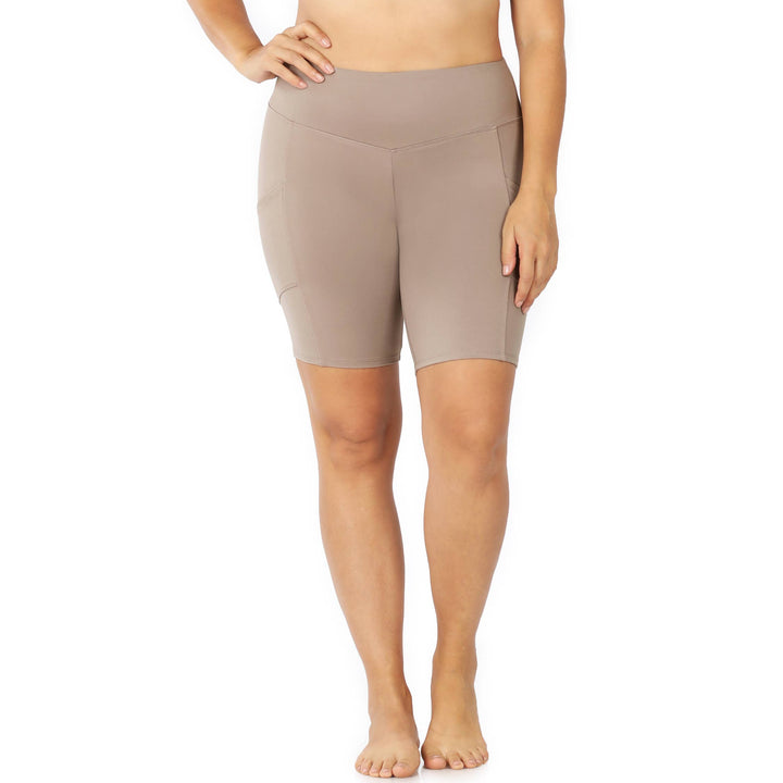 Plus Microfiber Black Biker Shorts