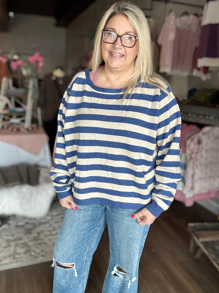 Winter Blue Striped Sweater