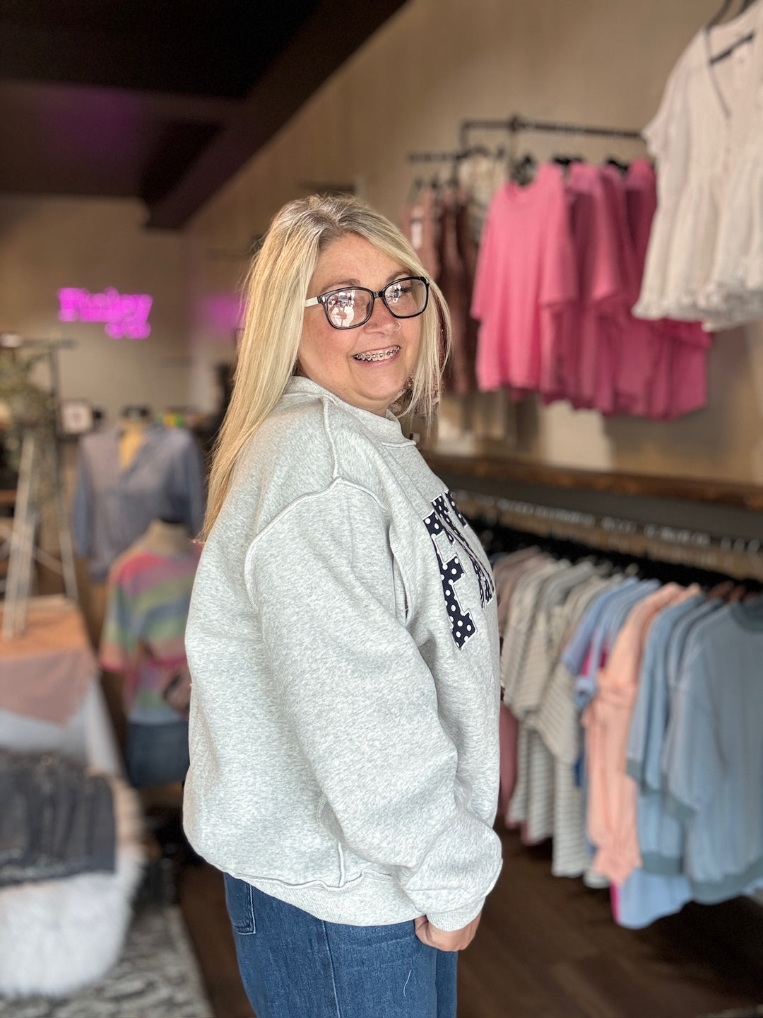 Faith Polka-Dot Mock Neck Sweatshirt