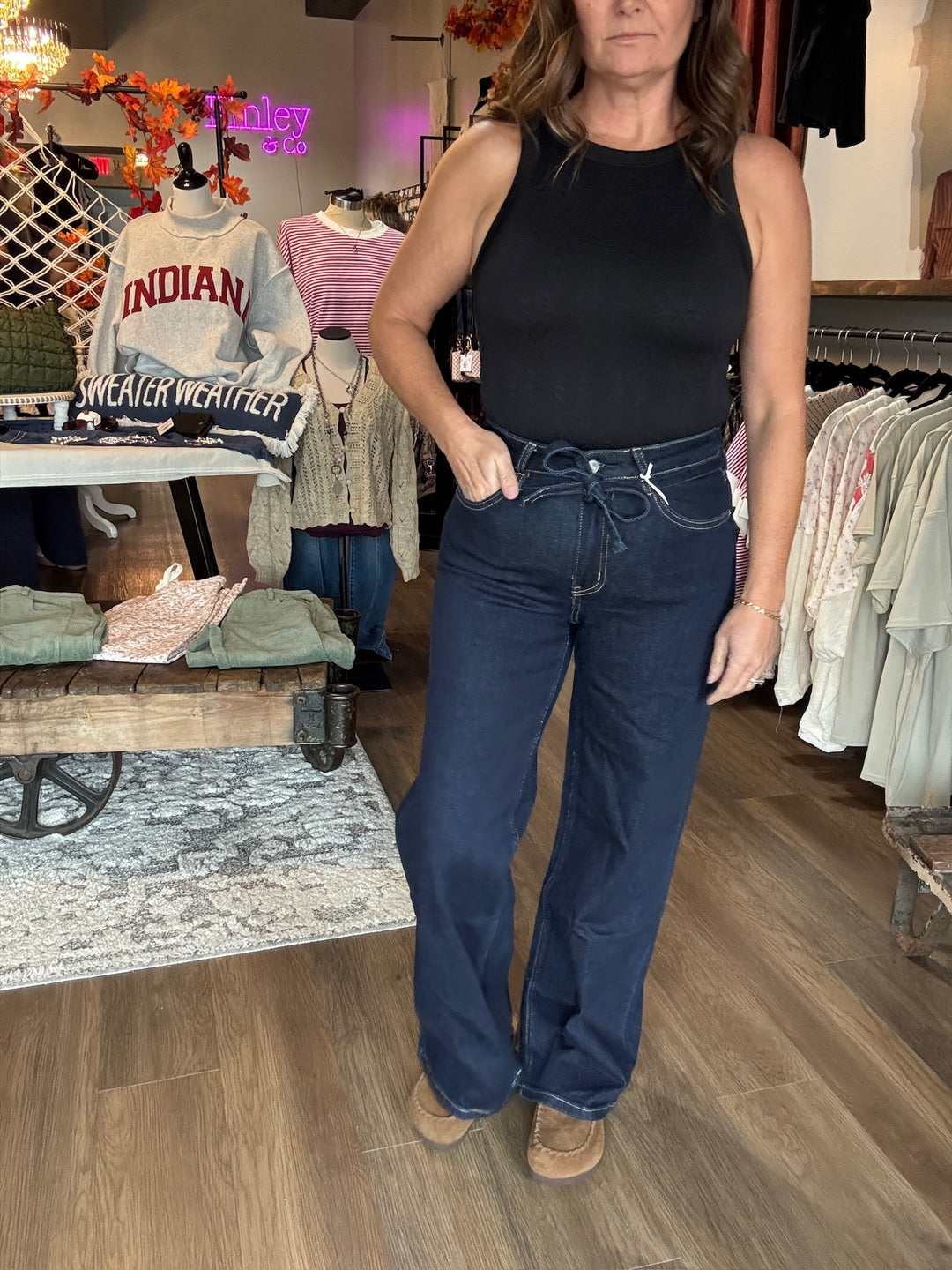 Lovervet High Rise Dark Wide Leg Jeans