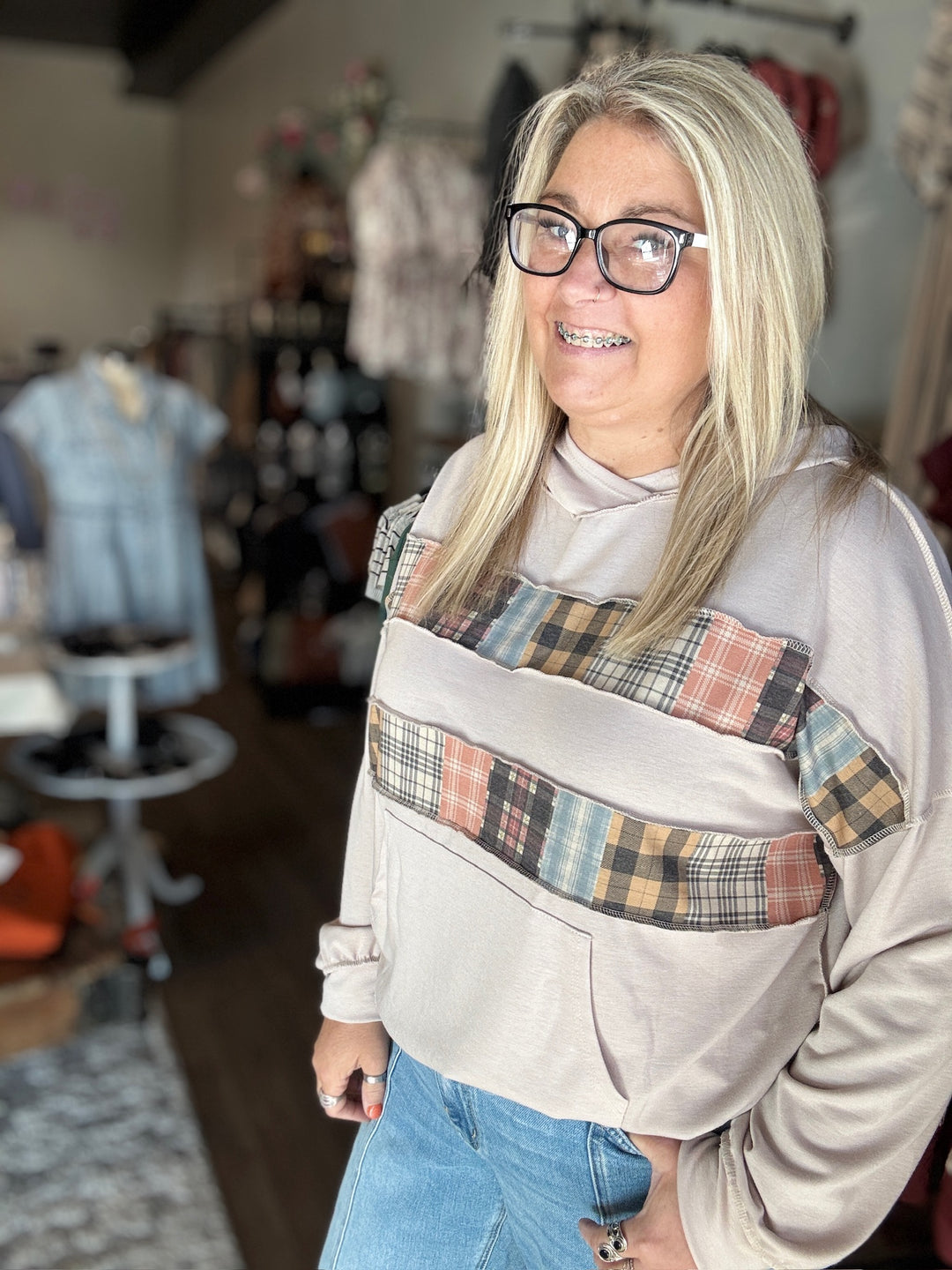 Peek A Boo Plaid Hoodie