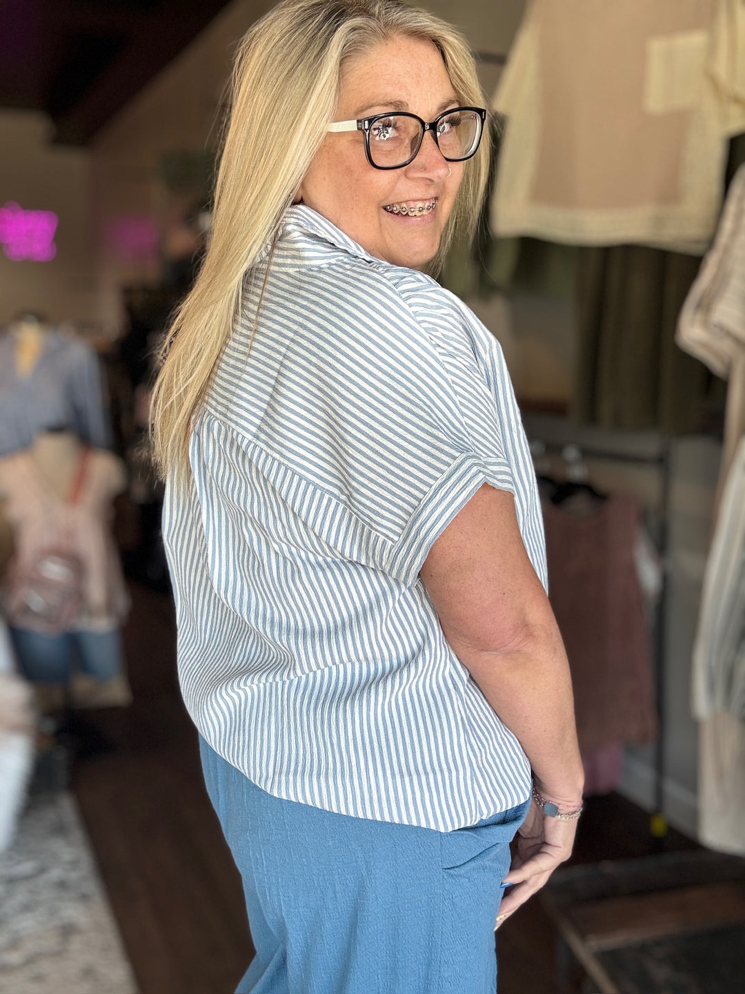 Summer Striped Collared Top