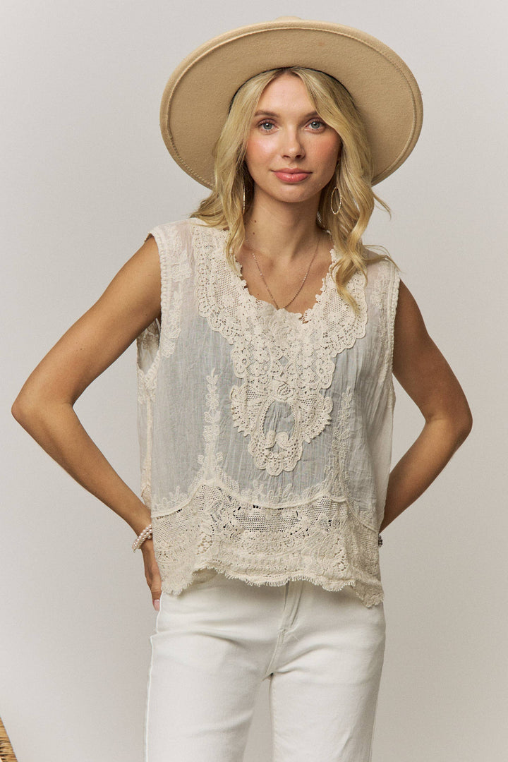 BOHO LACE DETAIL BLOUSE - LET4521