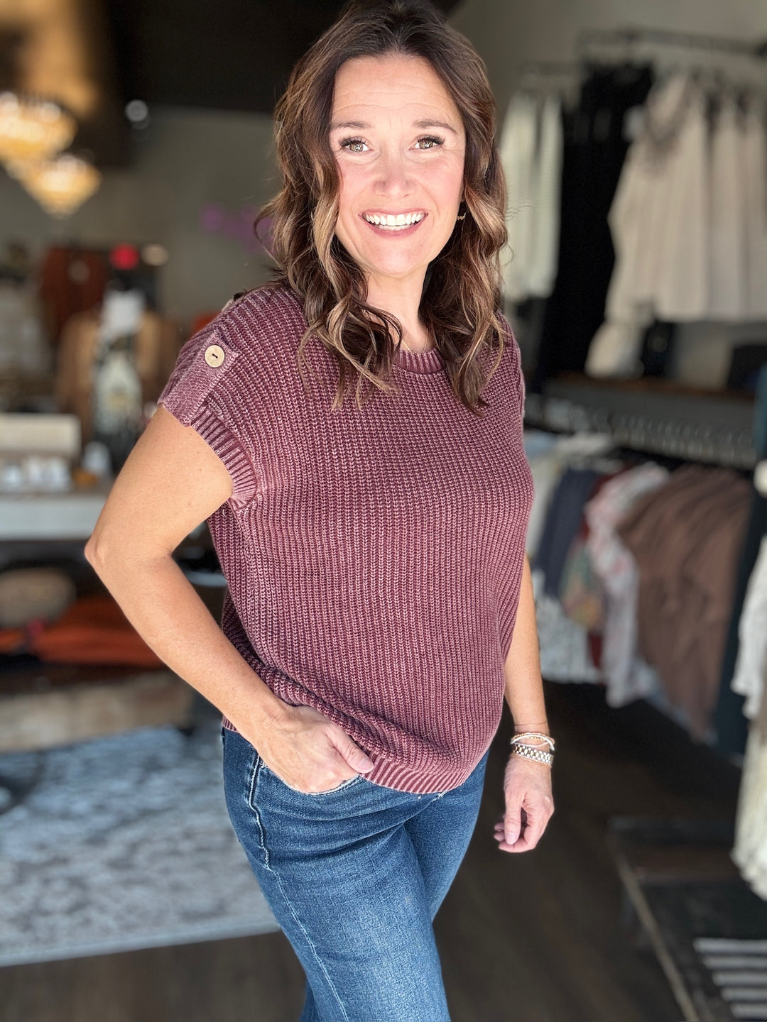 Washed Knit Sweater Top