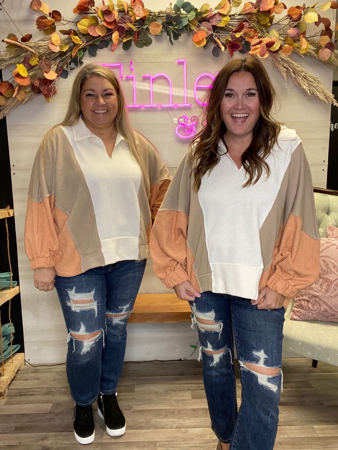 Oversized V Neck Sweatshirt