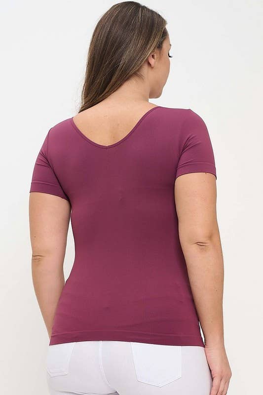 Seamless Reversible V-Neck Short Sleeve Top