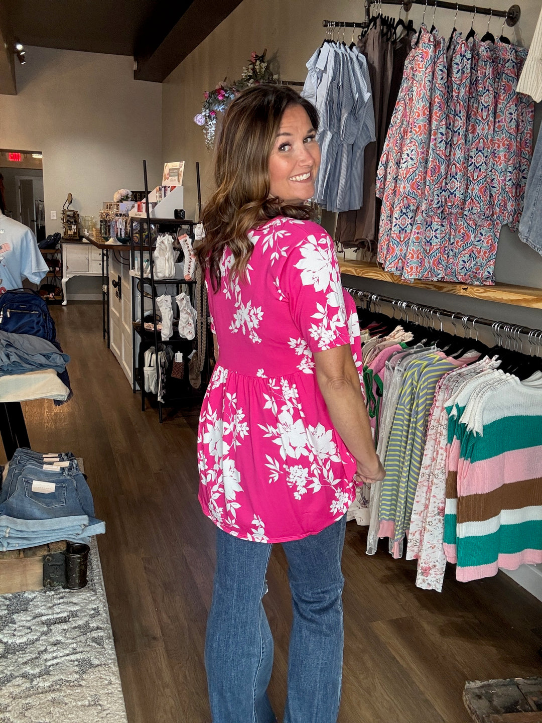 Hot Pink Floral Top
