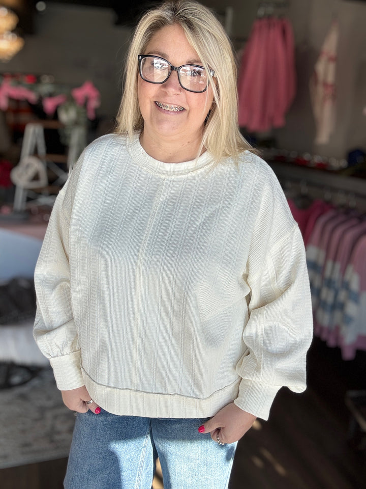 Textured Oversized Knit Top