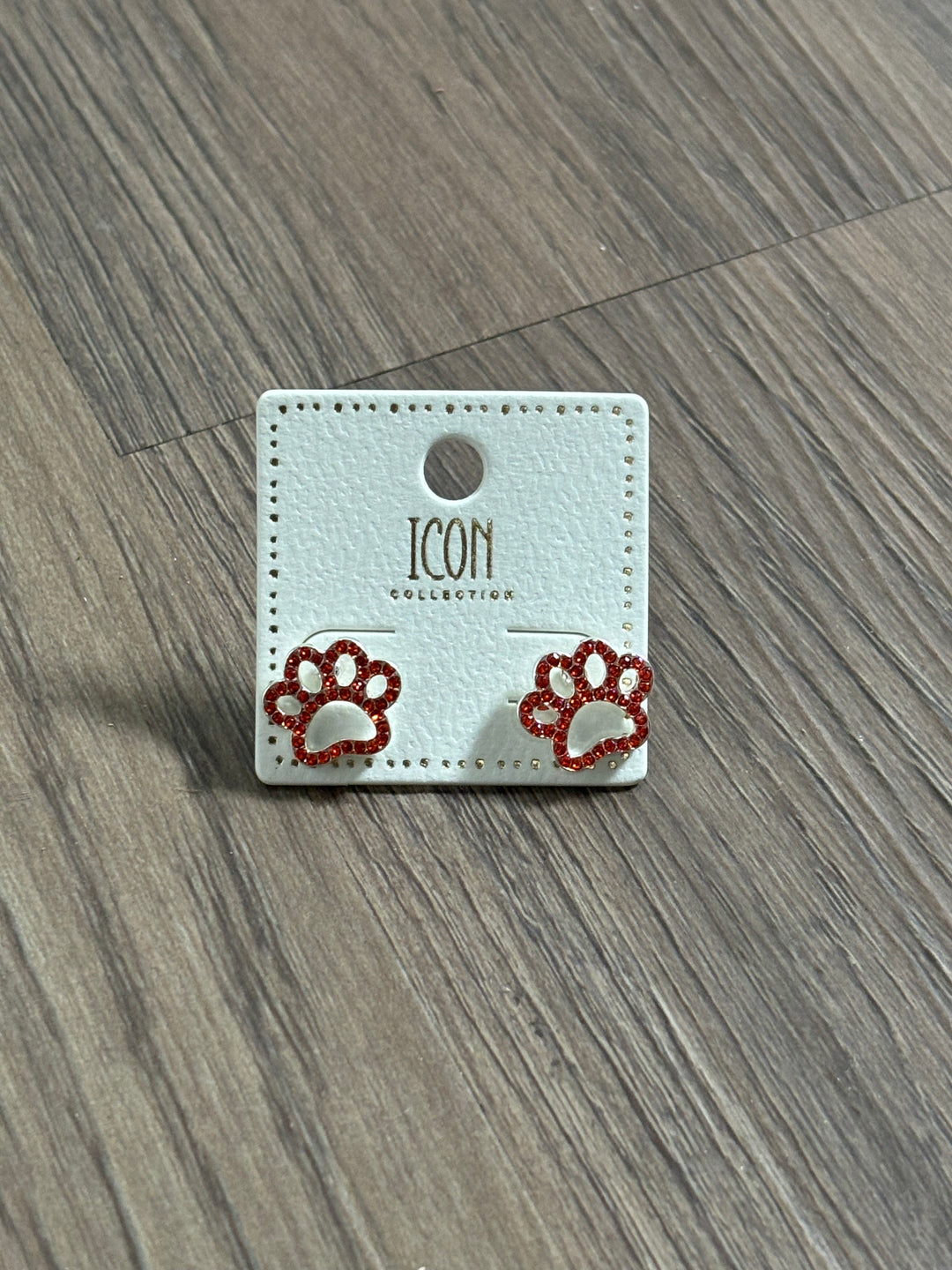 Rhinestone Paw Stud Earrings