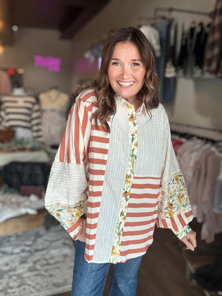 Fall Patchwork Button Up