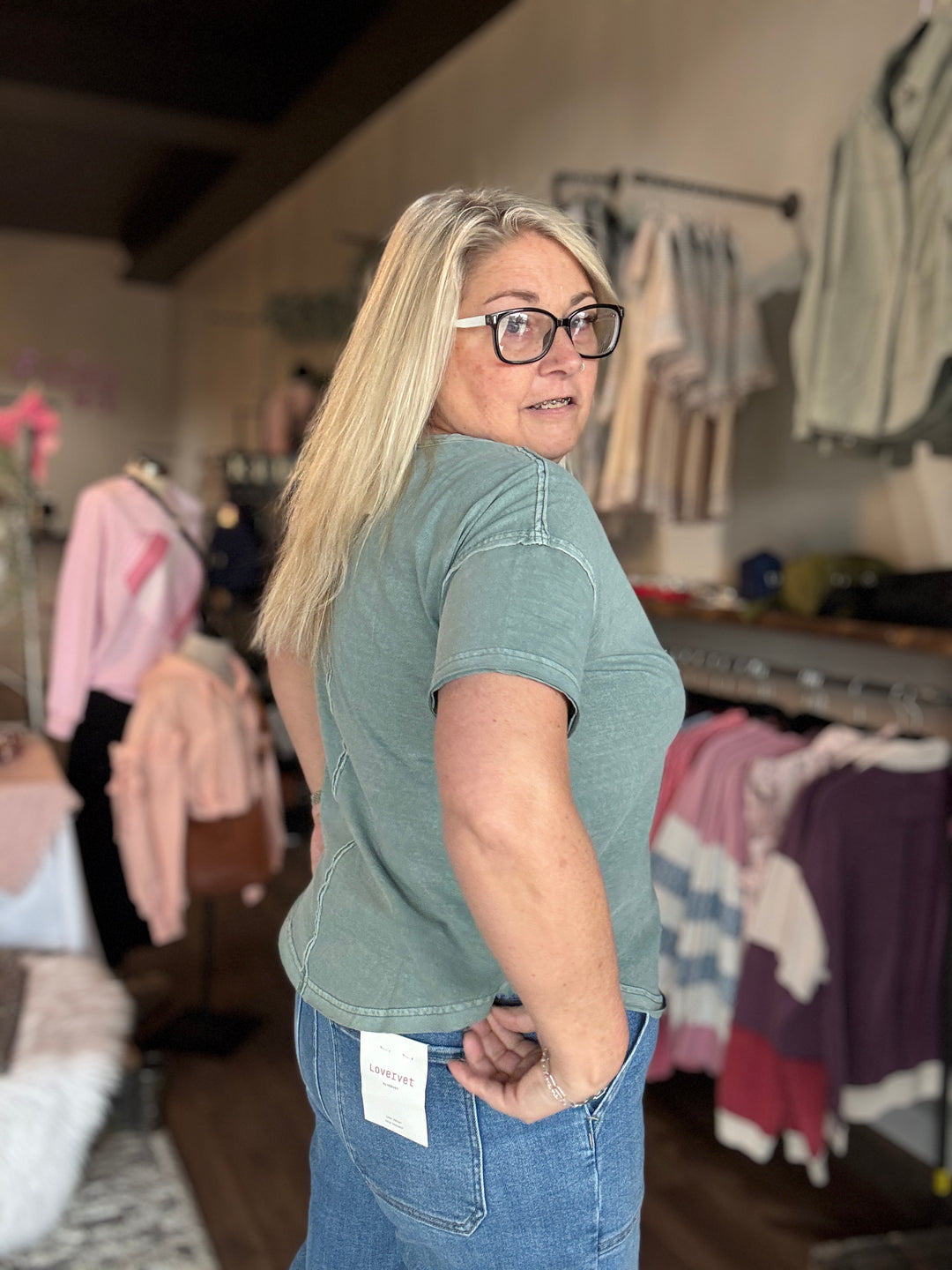 Round Neck Exposed Hem Top