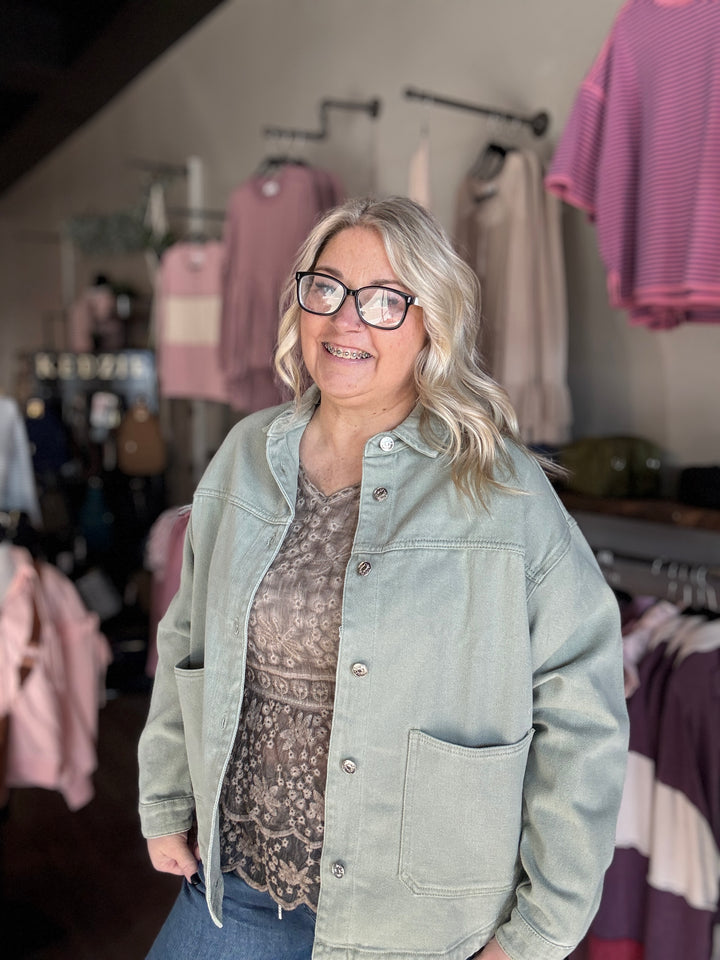 Spring Sage Denim Jacket