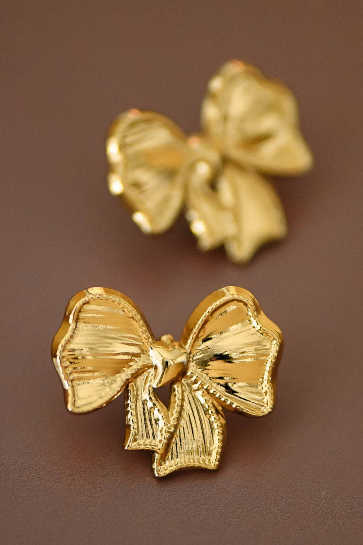 Gold Bow Stud Earings