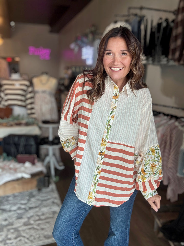 Fall Patchwork Button Up