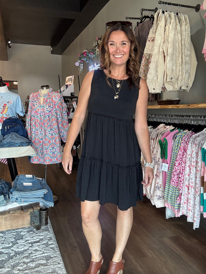 Black Tiered Mini Dress