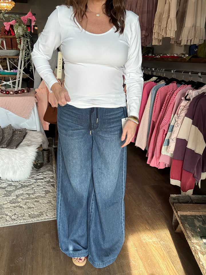 Judy Blue Wide Leg Drawstring Jeans