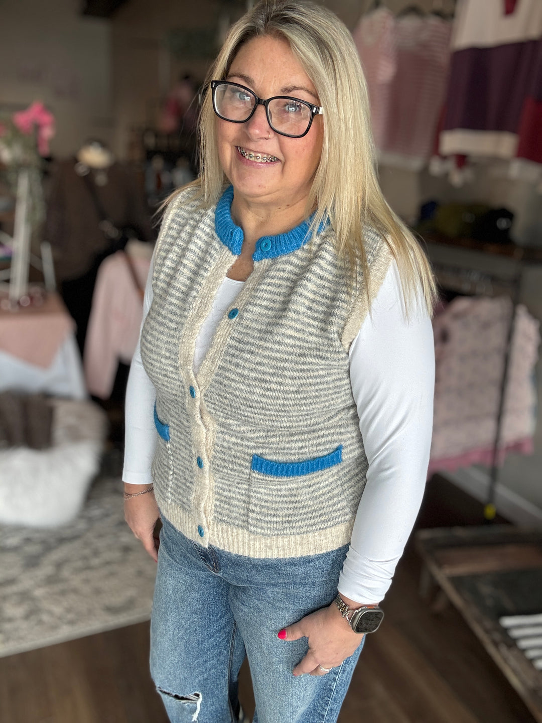 Cool Winter Striped Sweater Vest