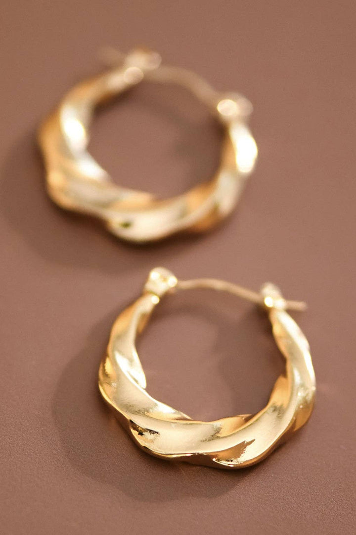 18K Gold Plated Waterproof Stainless Steel Hoop Earrings - 7661