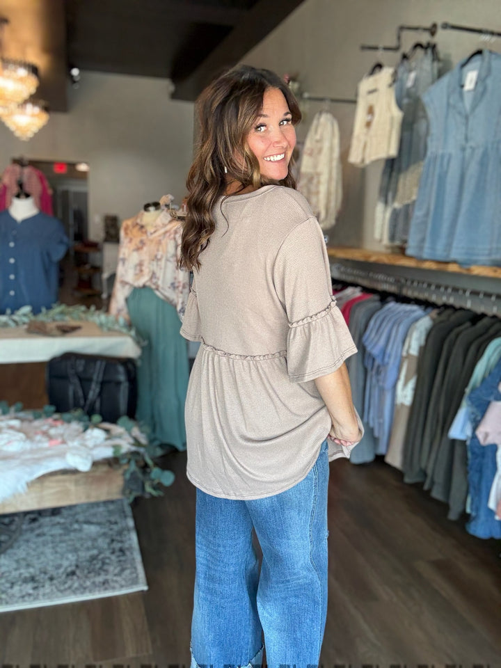 Babydoll Waffle Knit Top