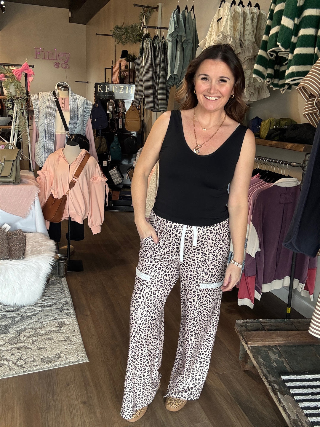 Leopard Wide Leg Knit Pants