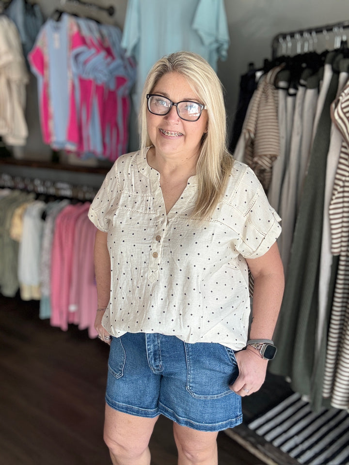 Lovervet High Rise Patch Pocket Denim Shorts