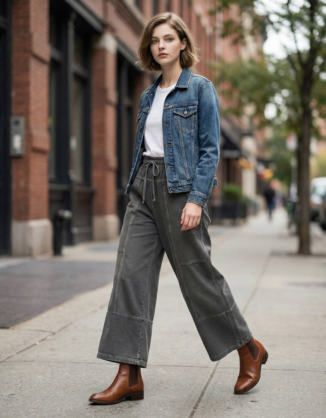 `French Terry Washed Wide Leg Pants w/ Pockets