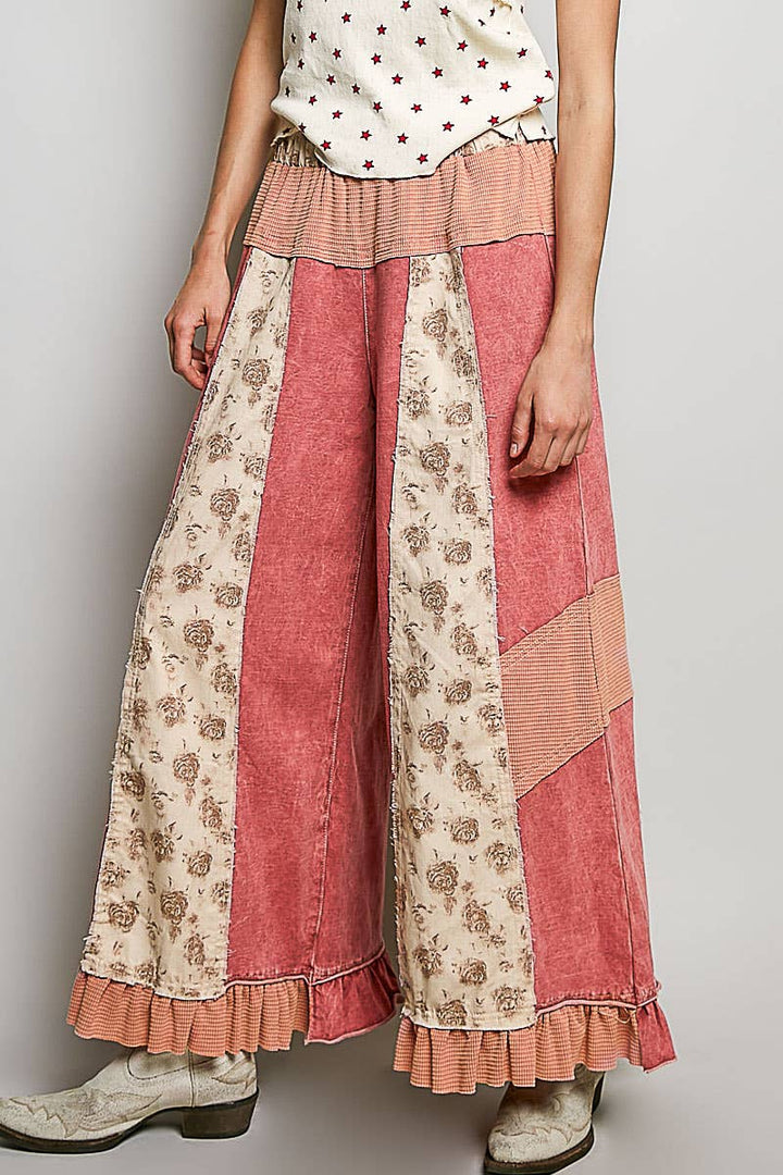 French Terry Ruffle Hem Straight-Leg pants