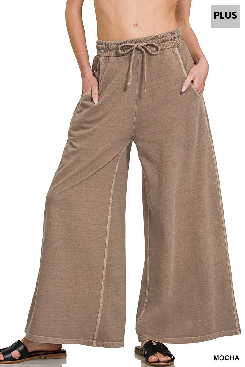 Plus French Terry Pigment Dye & Enzyme Washed Pants: BLUE GREY-197977 / 3X