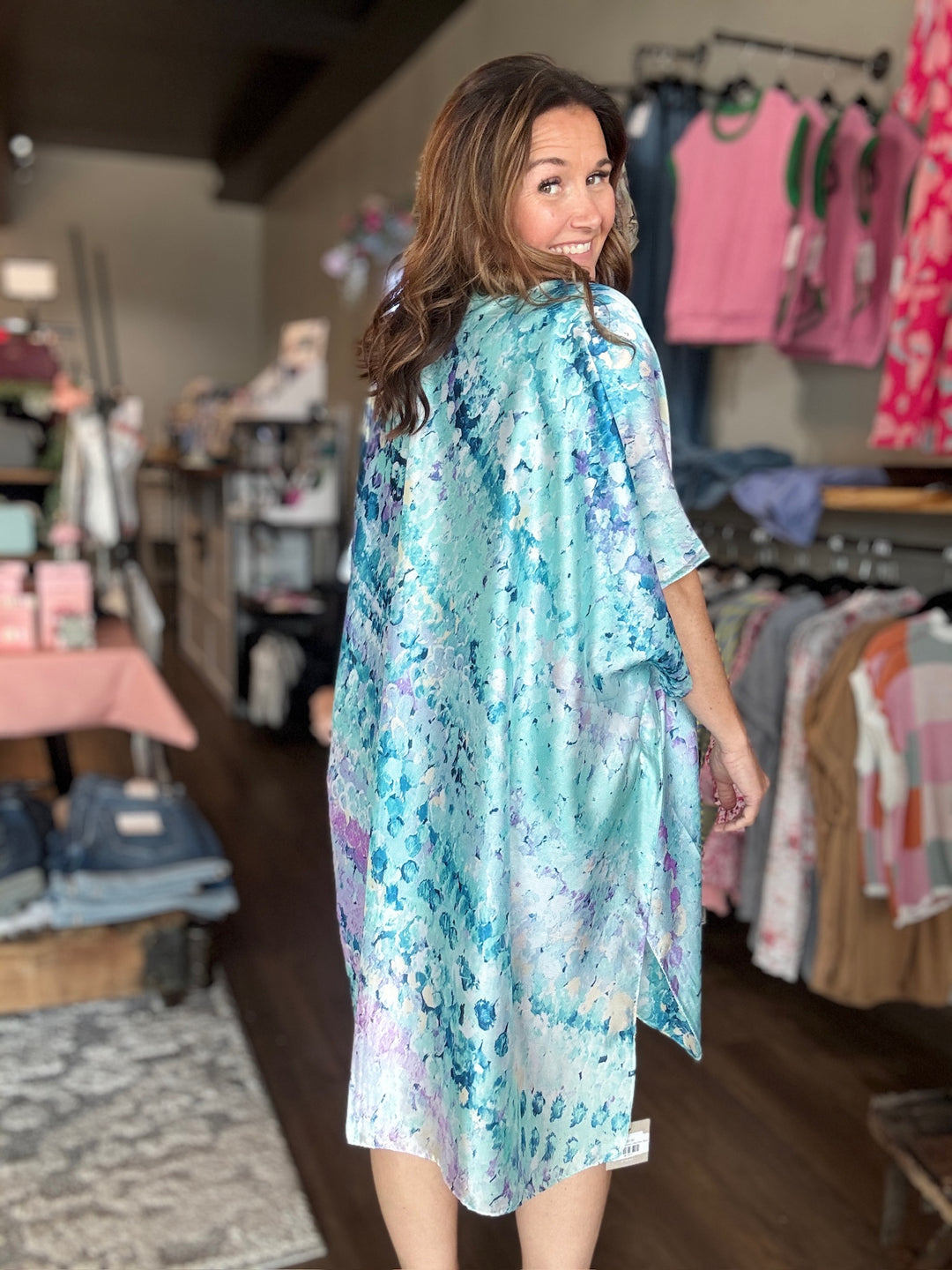 Silky Abstract Kimono