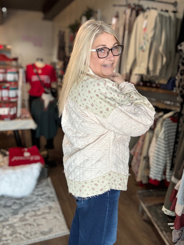 Floral Printed Contrast Jacket