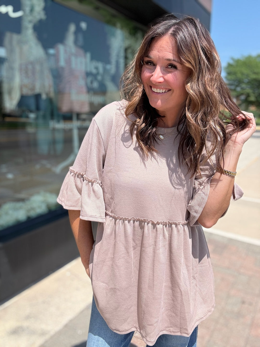 Babydoll Waffle Knit Top