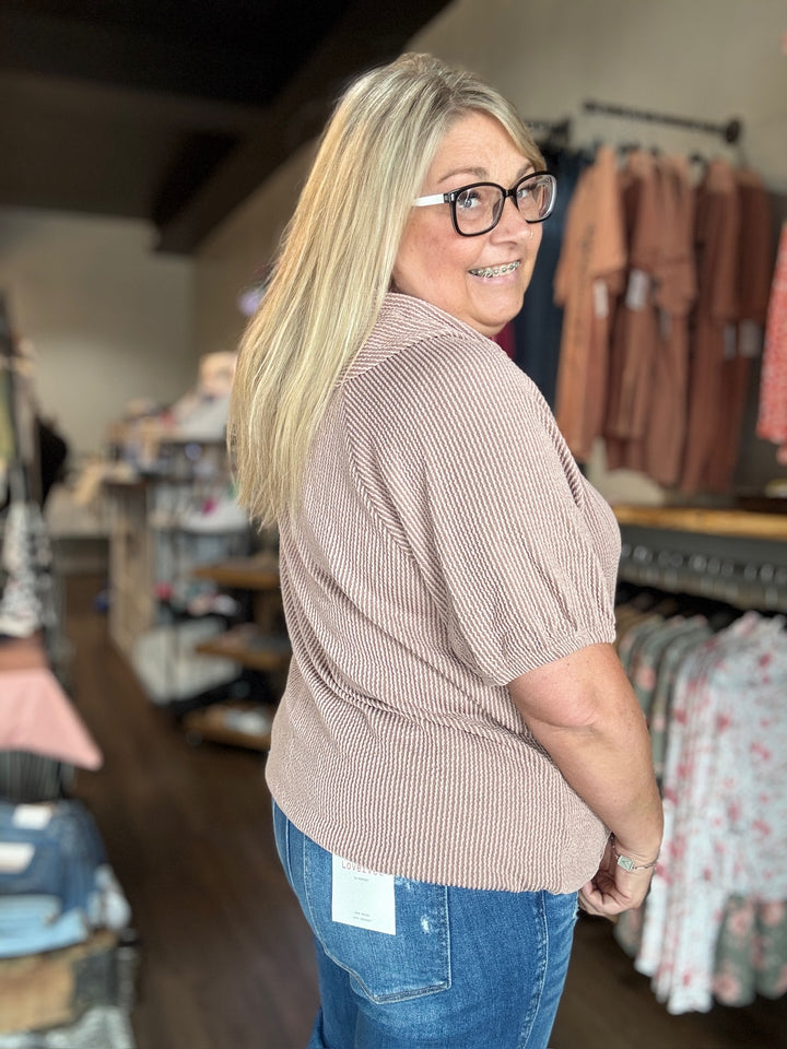 Cocoa Ribbed Hooded Top
