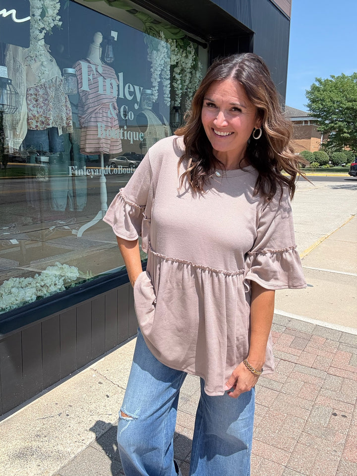 Babydoll Waffle Knit Top
