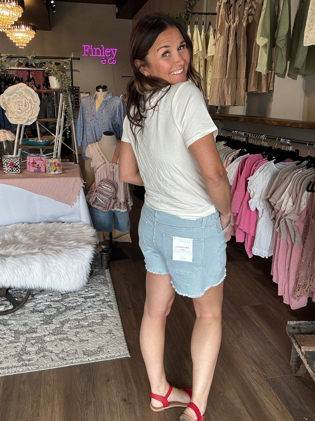 Lovervet Striped Drawstring Shorts