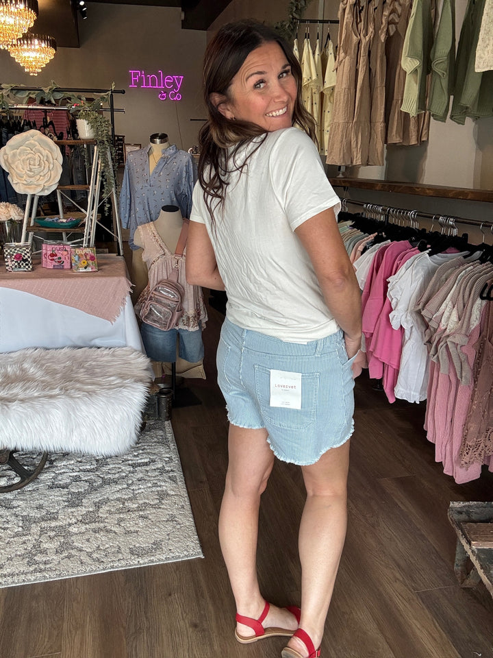 Lovervet Striped Drawstring Shorts