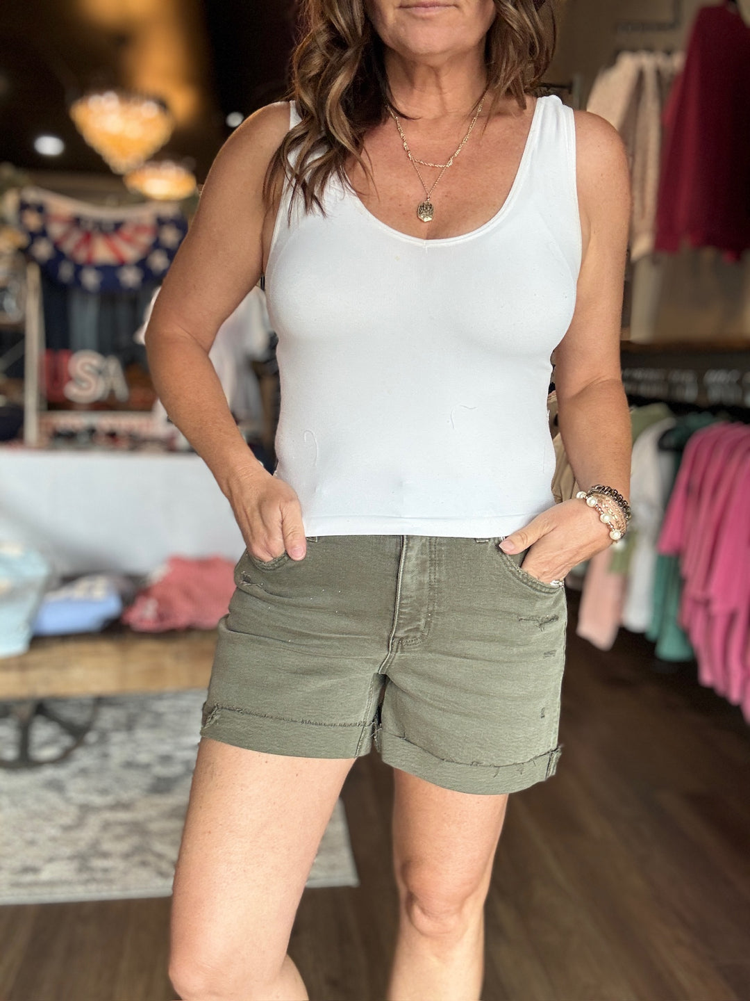 Lovervet OLIVE COLOR REGULAR SHORTS