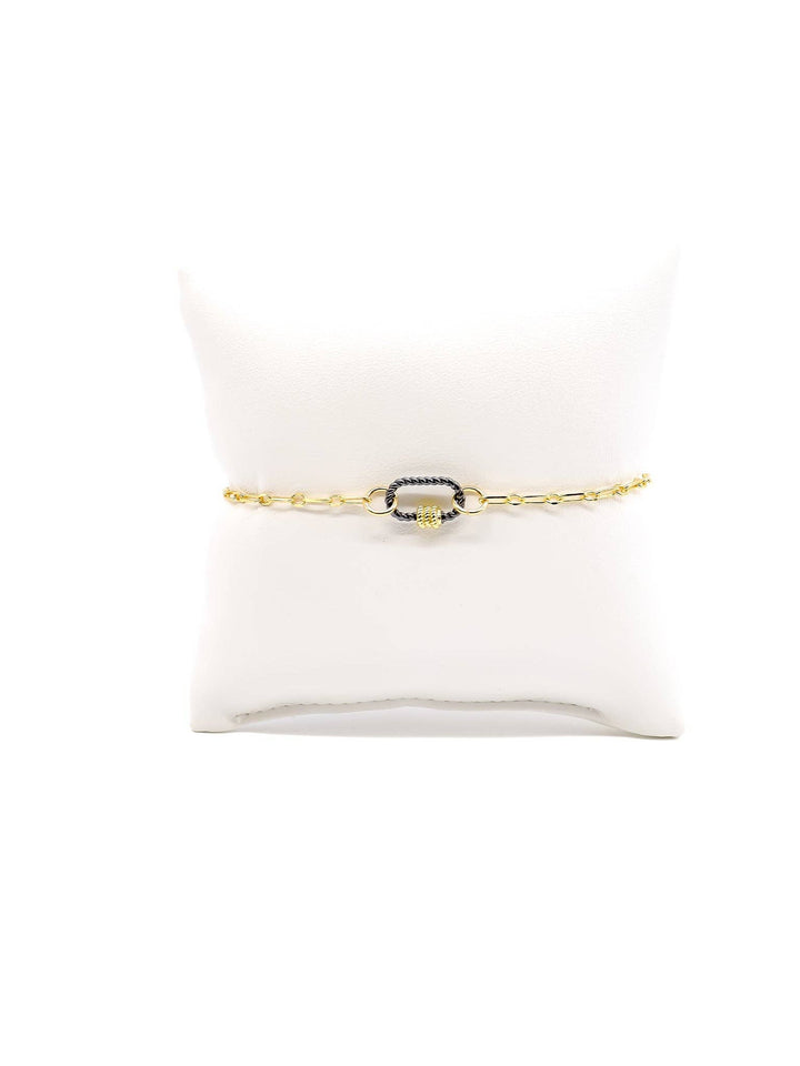 Gold Madilyn Charm Bracelet with Gunmetal Micro Bella Carabiner
