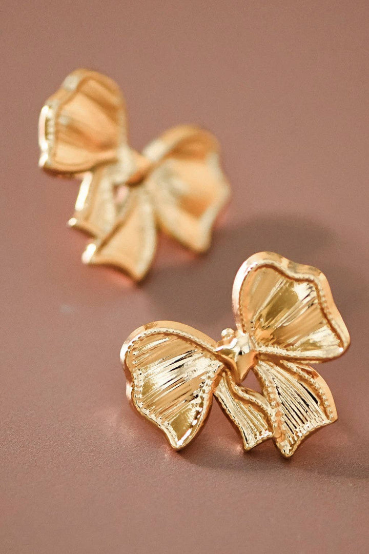 Gold Bow Stud Earings