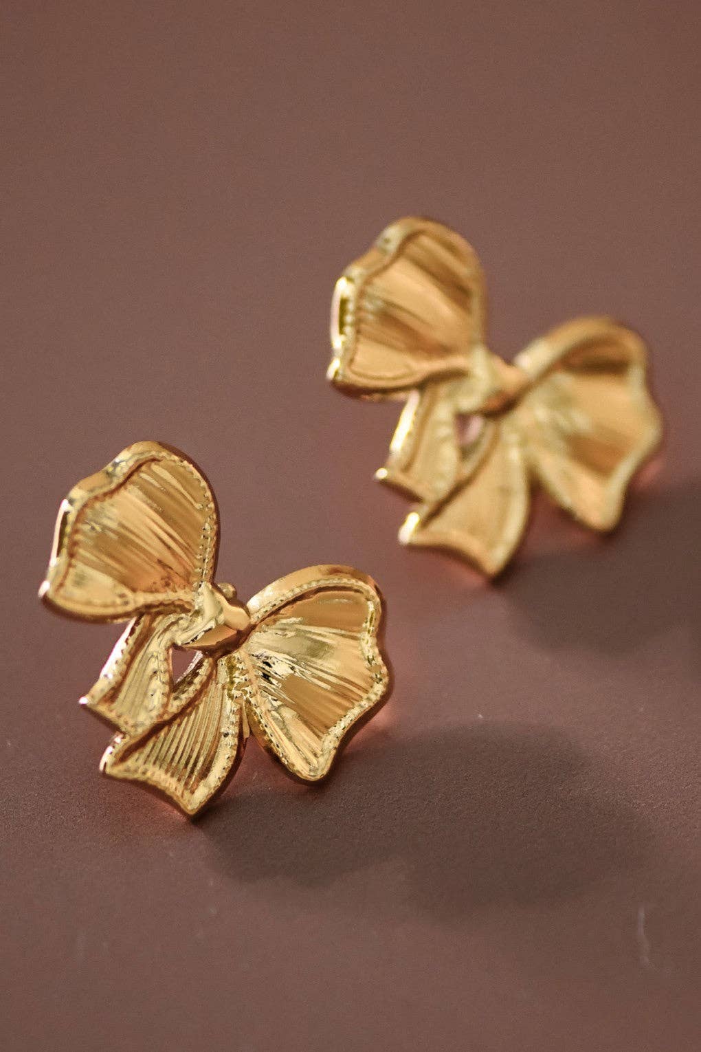 Gold Bow Stud Earings