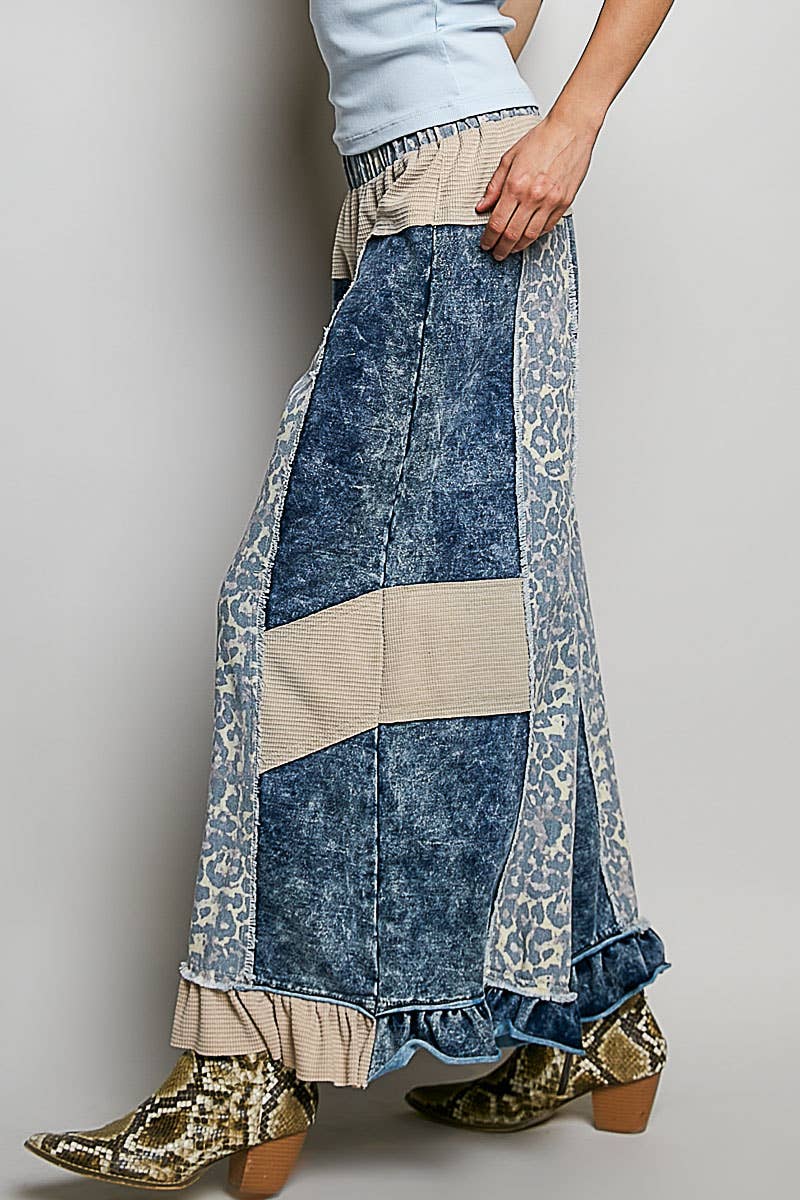 French Terry Ruffle Hem Straight-Leg pants