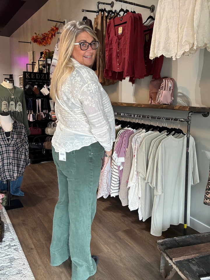 Fall Green Wide Leg Pants
