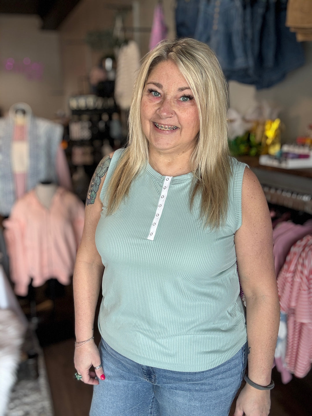 Spring Sage Ribbed Tank