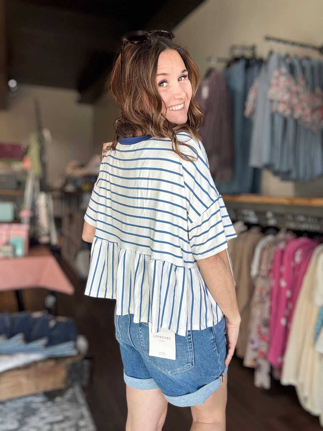 Striped Babydoll Short Sleeve Top