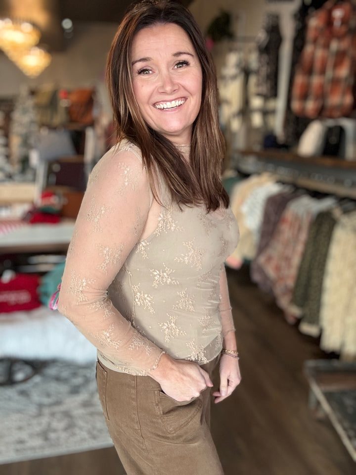 Lace Mock Neck Layering Top