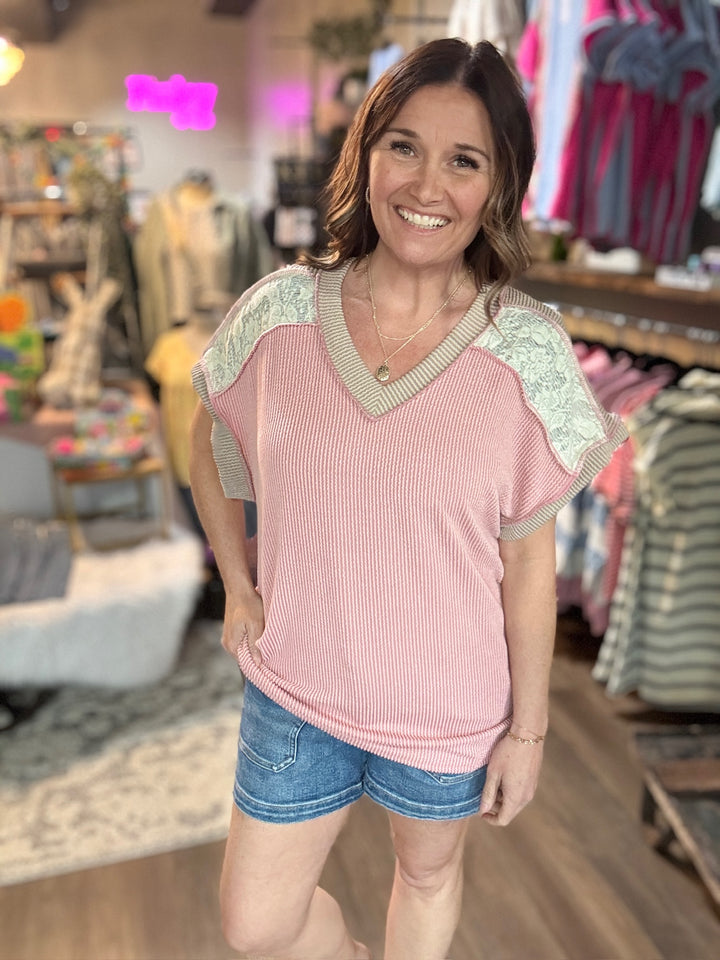 Spring Lace Contrast Tee