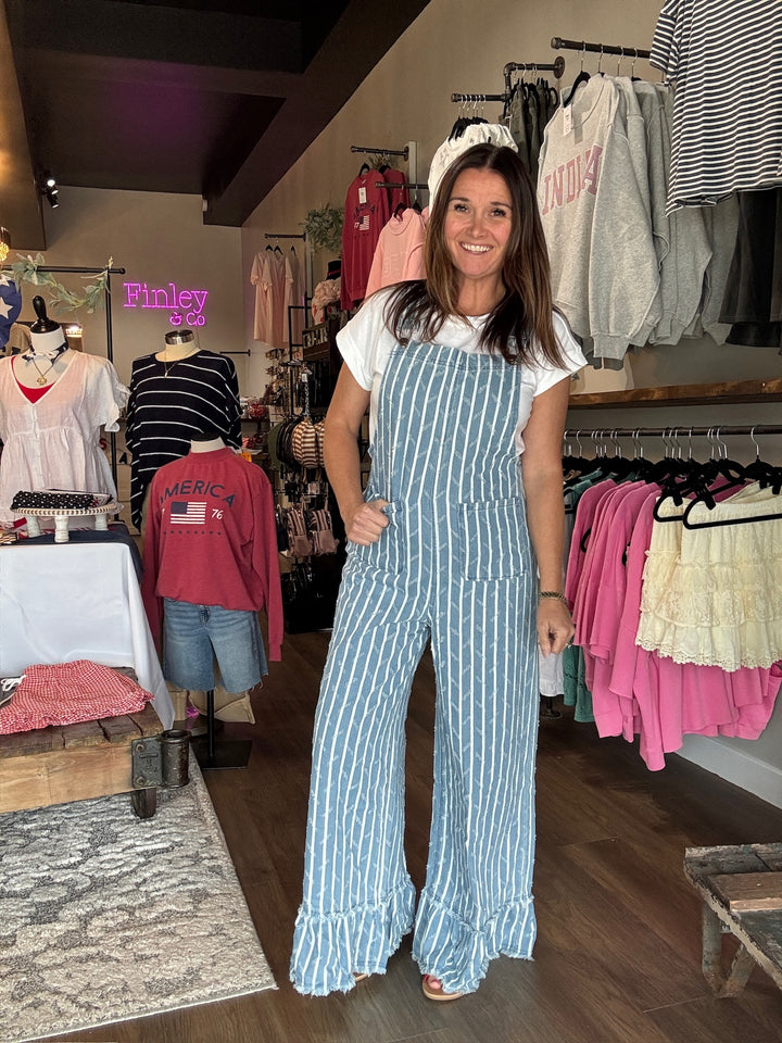 Sunwashed Striped Overalls