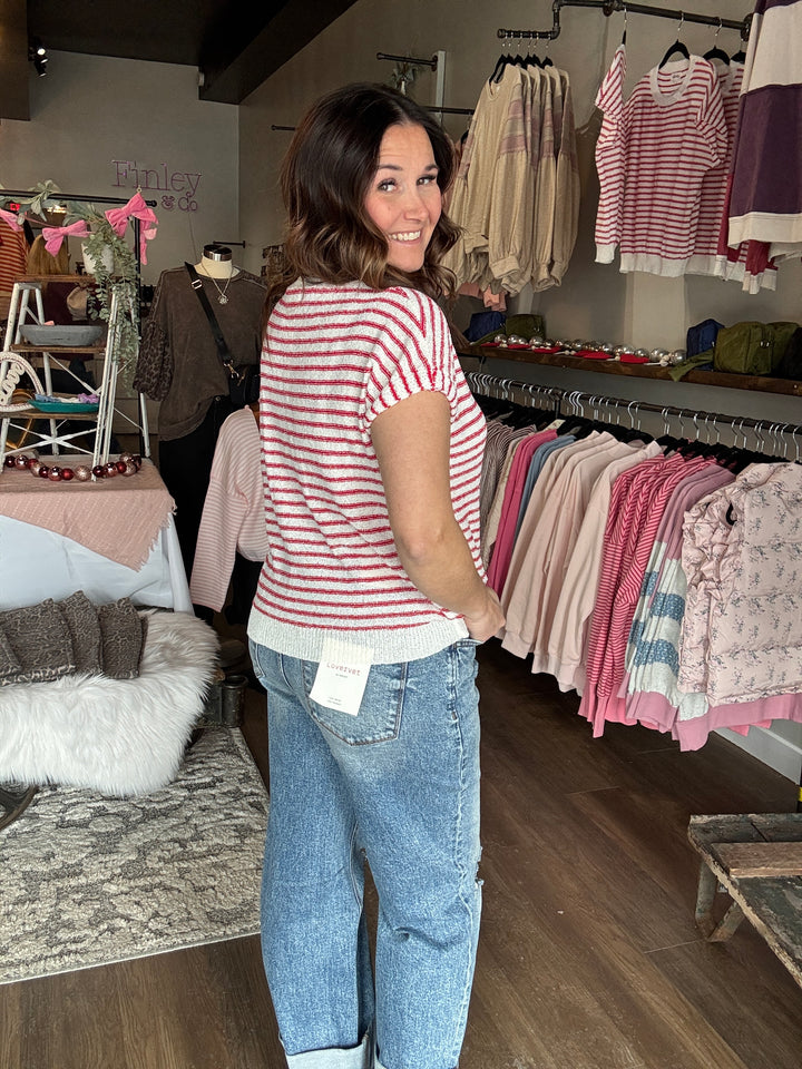 Sweetheart Striped Sweater Top