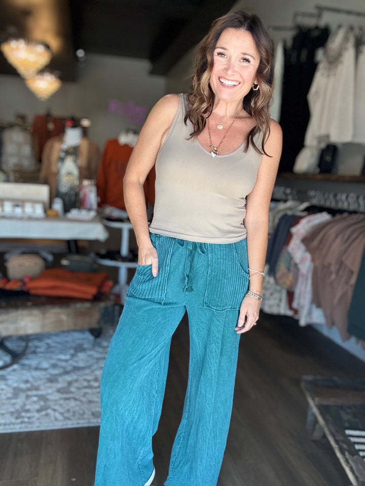 Green Mineral Wash Sweatpants